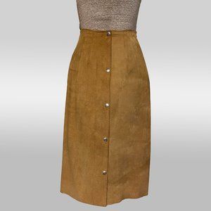 Vintage Tan Suede Snap-Up Front Skirt